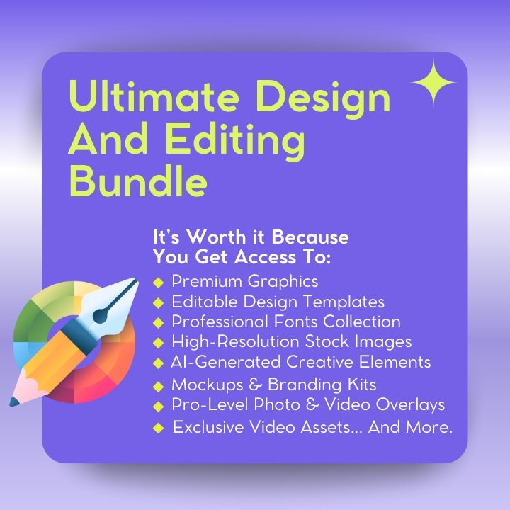 1000000+ GRAPHIC DESIGN AND VIDEO EDITING ASSETS- MEGA BUNDLE.