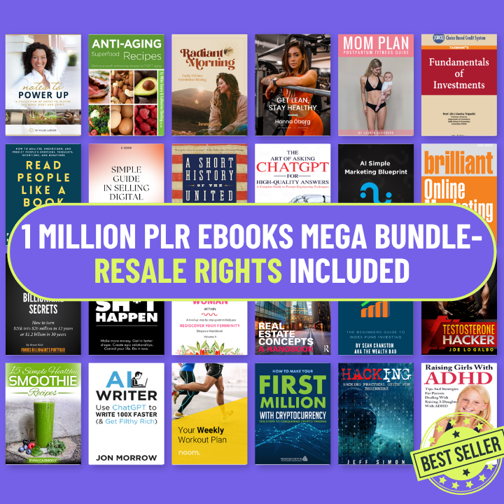 (MOST POPULAR🔥) Lifetime Library – 1 Million PLR Ebooks Bundle | With Full Resell Rights- Rebrand & Resell On Etsy/Shopify/Hotmart